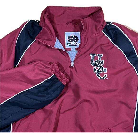 VTG South Carolina Gamecocks Garnet Quarter Zip Pullover Jacket 58 Sports Men XL - Picture 1 of 13